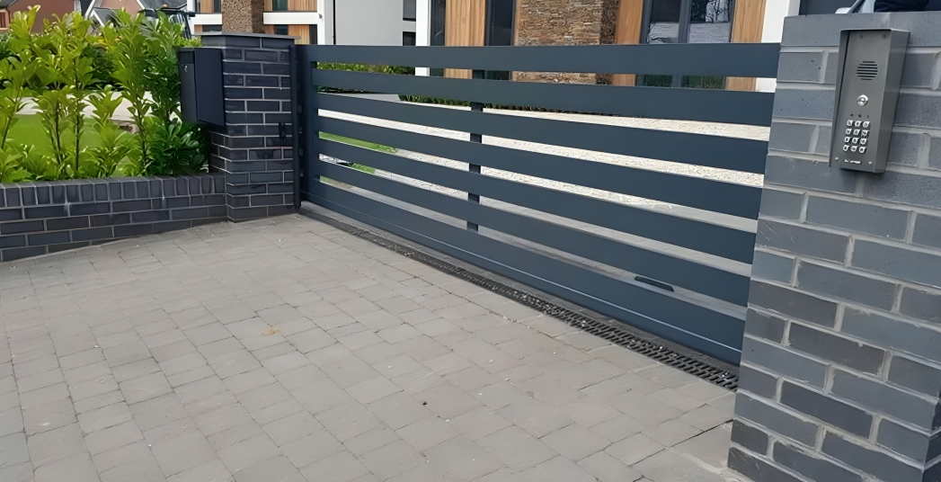 automatic grey gate for residential house